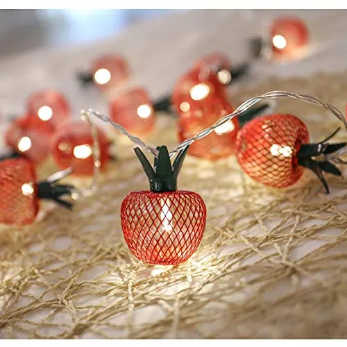 10 LED Apple String Lights - Metal Mesh - Battery Operated - Fairy String Lights - 1 Pack