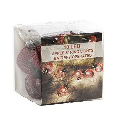 10 LED Apple String Lights - Metal Mesh - Battery Operated - Fairy String Lights - 1 Pack