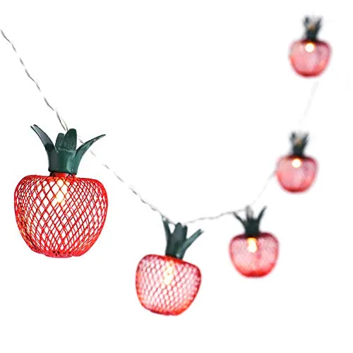 10 LED Apple String Lights - Metal Mesh - Battery Operated - Fairy String Lights - 1 Pack