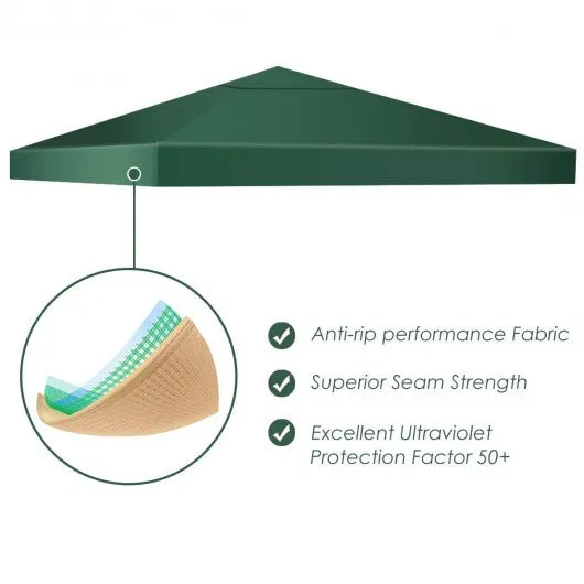 10' x 10'  2-Tier 3 Colors Patio Canopy Top Replacement Cover-Green