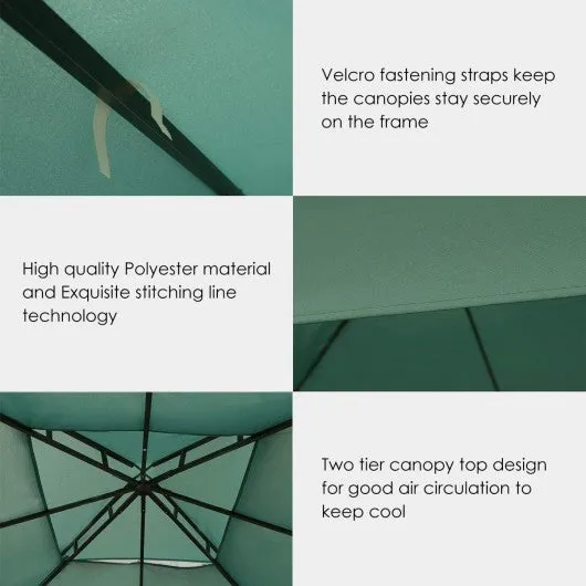 10' x 10'  2-Tier 3 Colors Patio Canopy Top Replacement Cover-Green