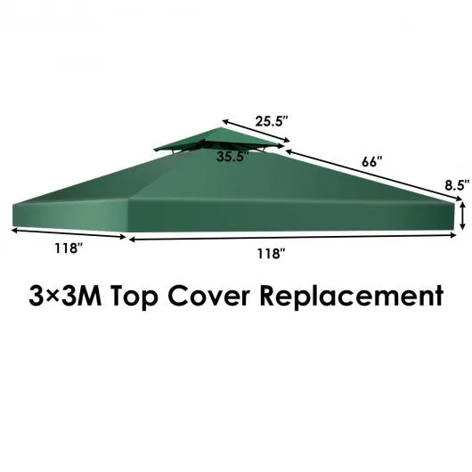 10' x 10'  2-Tier 3 Colors Patio Canopy Top Replacement Cover-Green