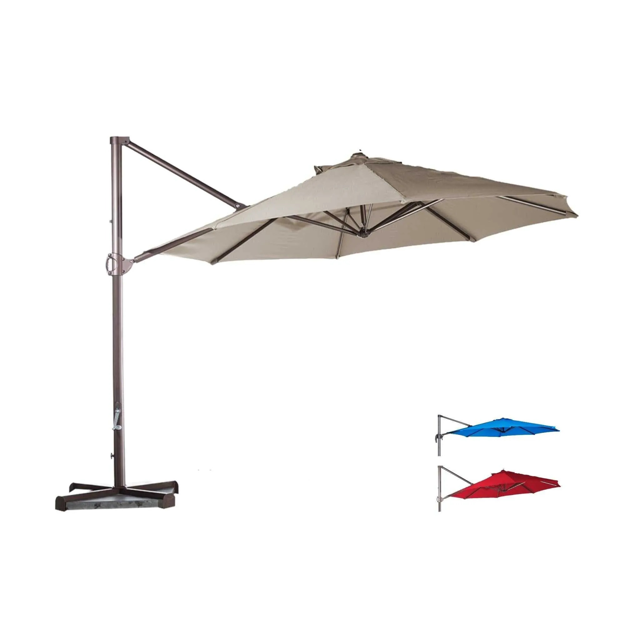 10ft Cantilever Supported Bar Umbrella 8 Rib Replacement Canopy Taupe