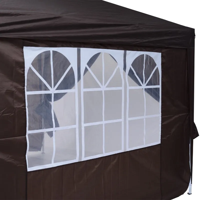 10x10 ft Easy Folding Pop Up Wedding Party Pavilion Tent with 4 sidewalls - Coffee