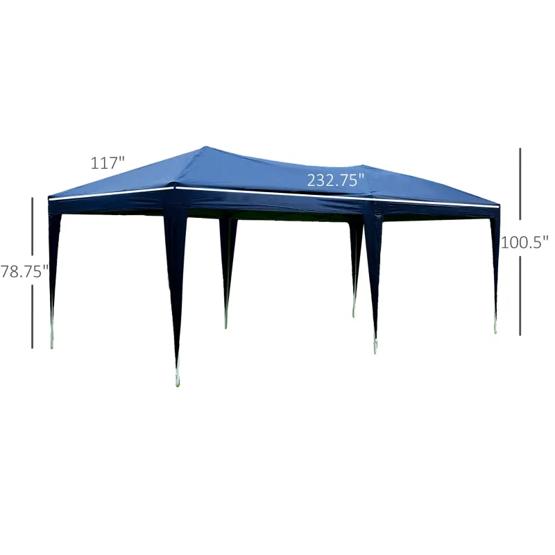 10x20 ft Pop Up Wedding Party 'Pavilion' Canopy Tent with 6 Sidewalls - Blue