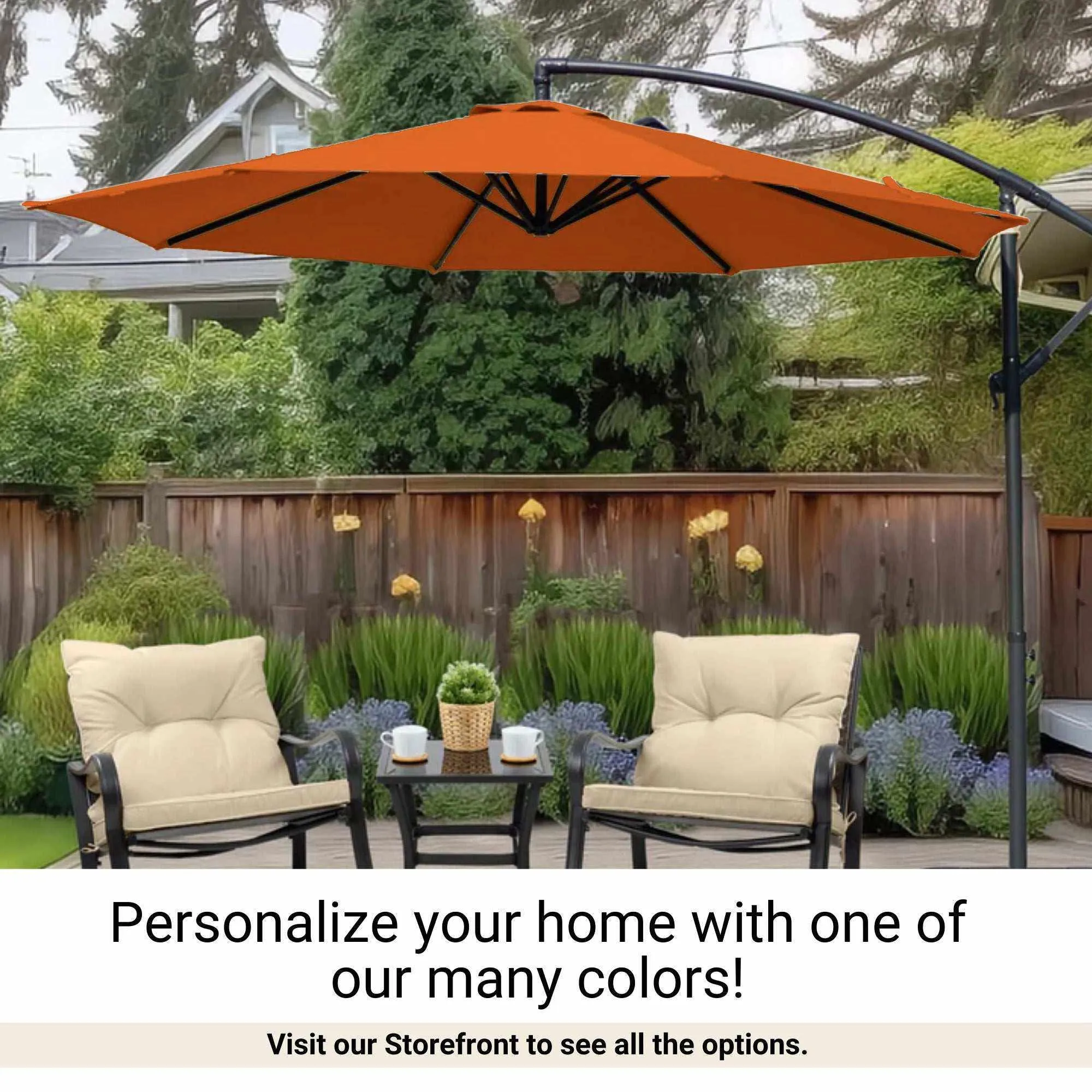 11ft Cantilever Hanging Umbrella 8 Rib Replacement Canopy Tuscan Orange