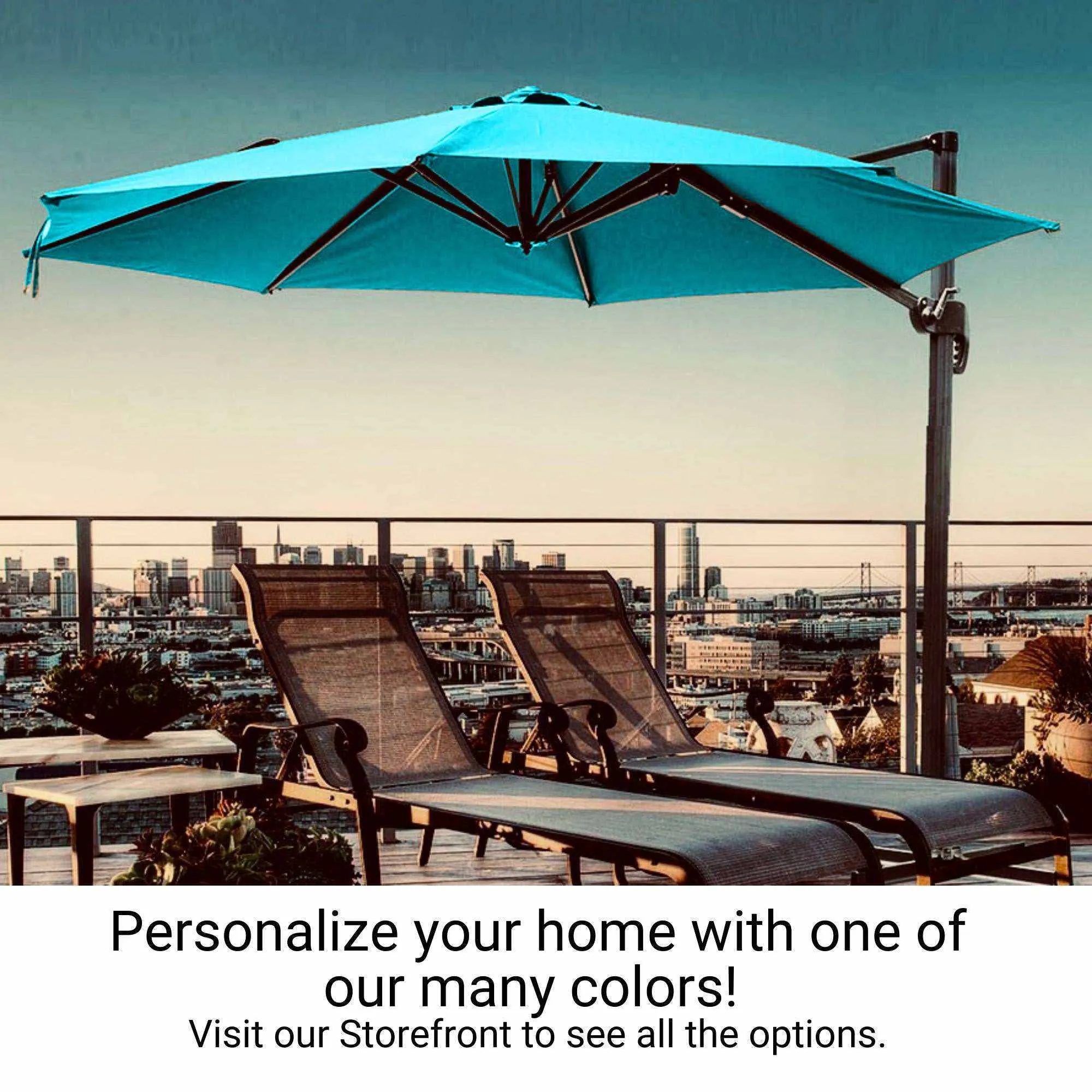 11ft Cantilever Supported Bar Umbrella 8 Rib Replacement Canopy Aruba Turquoise