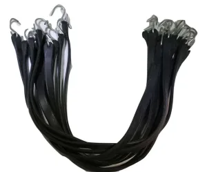 15 Inch Rubber Tarp Straps w/ Crimped S Hooks | 25 PACK