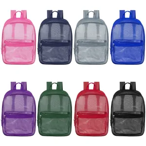 17" Wholesale Mesh Assorted Colors Backpack in 8 Colors - Bulk Case of 24 Backpacks