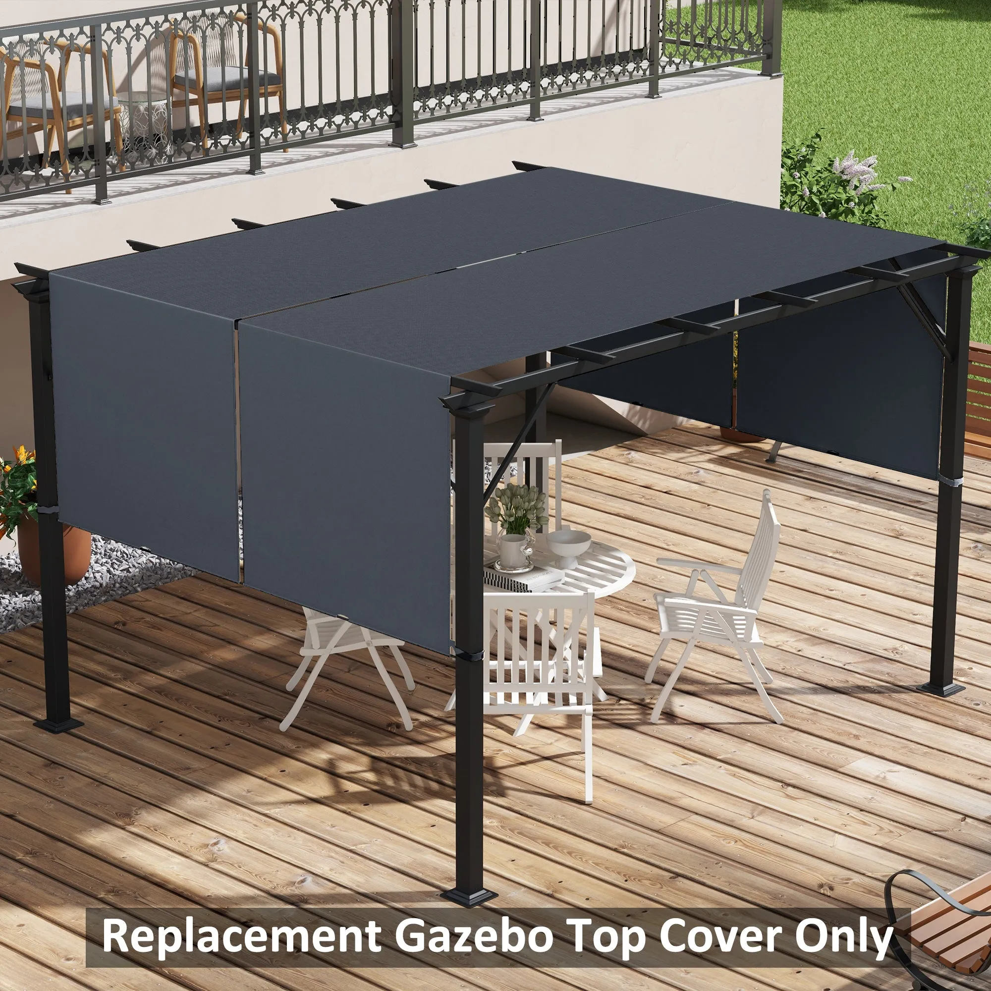 2 Pcs UV Protection Pergola Replacement Canopy, Pergola Shade Cover, Easy to Install, for 3 x 3(m) Pergola, Grey