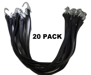 21 Inch Rubber Tarp Straps w/ Crimped S Hooks | 20 PACK