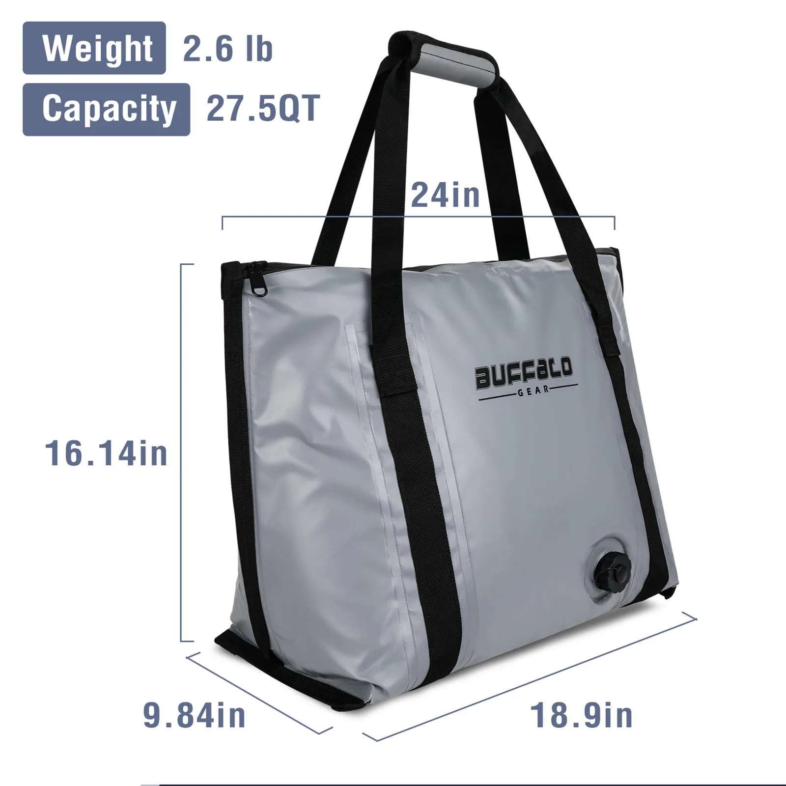 26L Insulated Fish Bag Cooler With Flat Bottom