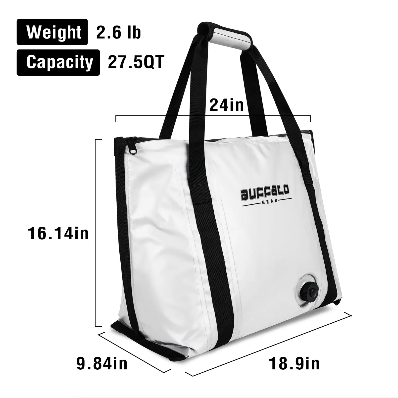 26L Insulated Fish Bag Cooler With Flat Bottom