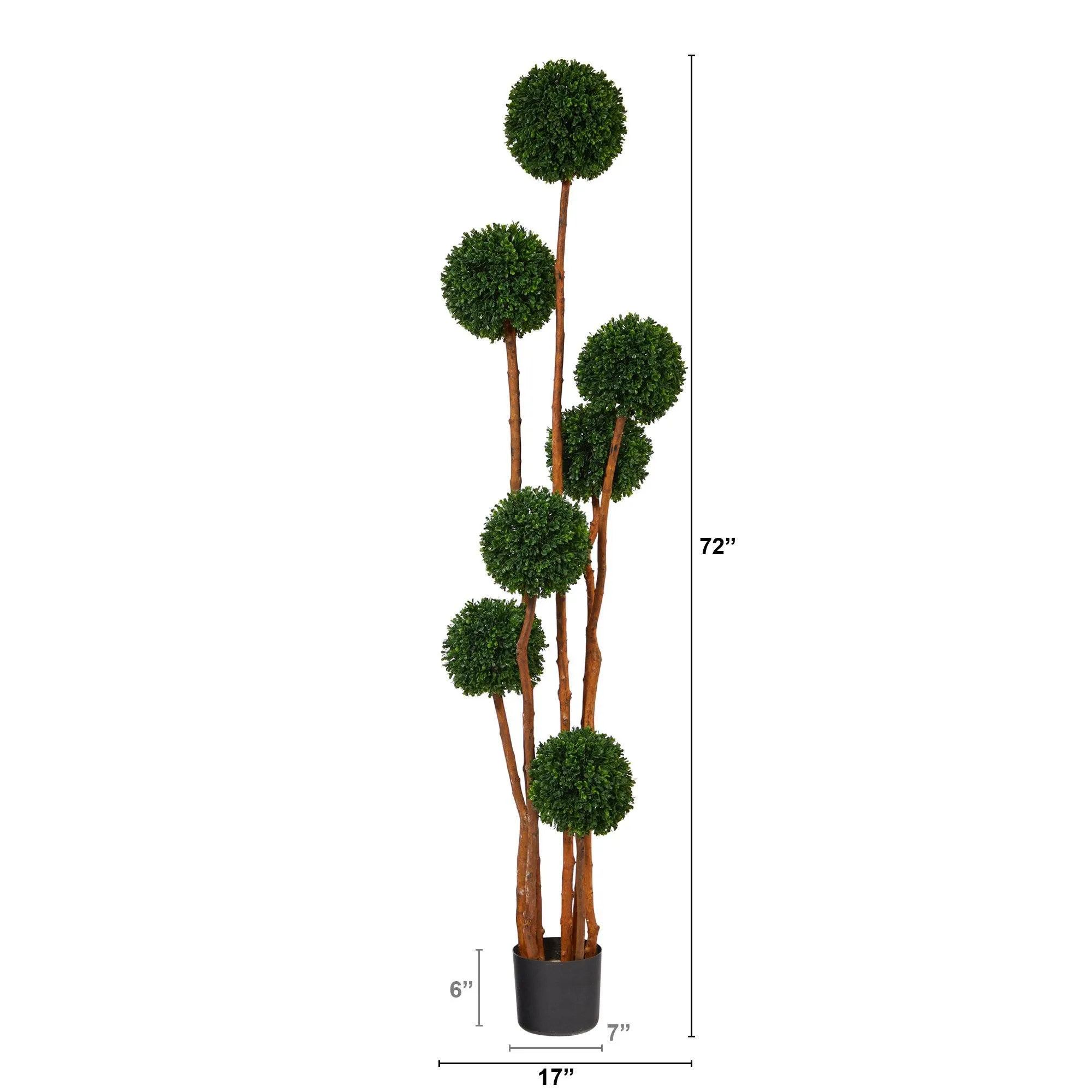 6’ Boxwood Ball Topiary Artificial Tree with Natural Trunk UV Resistant (Indoor/Outdoor)