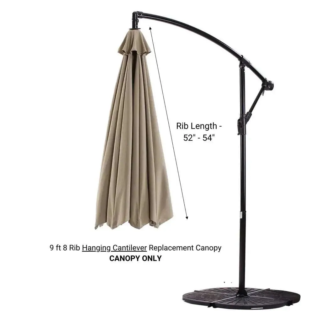 9 ft Cantilever Hanging Umbrella 6 Rib Replacement Canopy Taupe