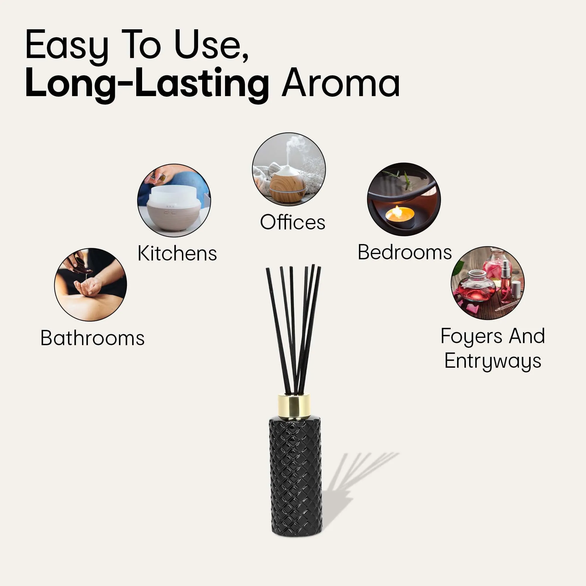 Anko Black Bergamot Geo Fragrance Reed Diffuser Set | Home decor accessory with soothing aroma for Office Home & gifting | Toxin-Free Room Freshener with 8 Reed Sticks free for long-lasting scent | 100 ML