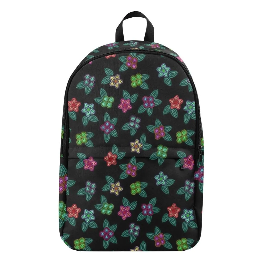 Berry Flowers Black Backpack for Adult