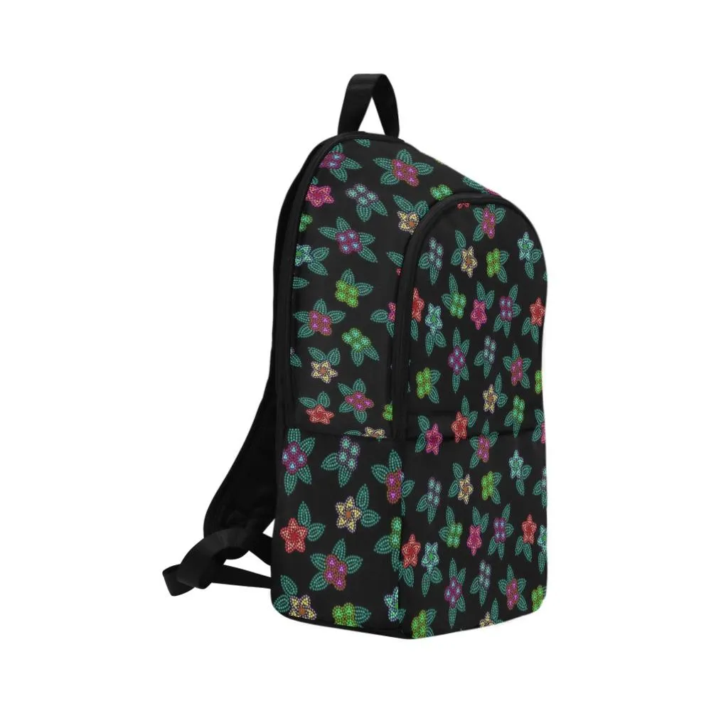 Berry Flowers Black Backpack for Adult