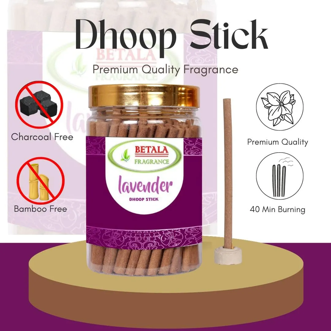 Betala Fragrance 6 in 1 Dhoop Sticks for Pooja, Combo Pack of 100 gm X 6 Flavour stick with Holder Stand (Chandan, Gulab, Mogra, Lavender, Guggal, Saffron)