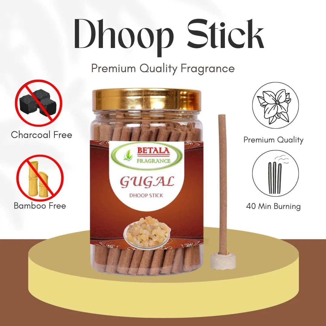 Betala Fragrance 6 in 1 Dhoop Sticks for Pooja, Combo Pack of 100 gm X 6 Flavour stick with Holder Stand (Chandan, Gulab, Mogra, Lavender, Guggal, Saffron)