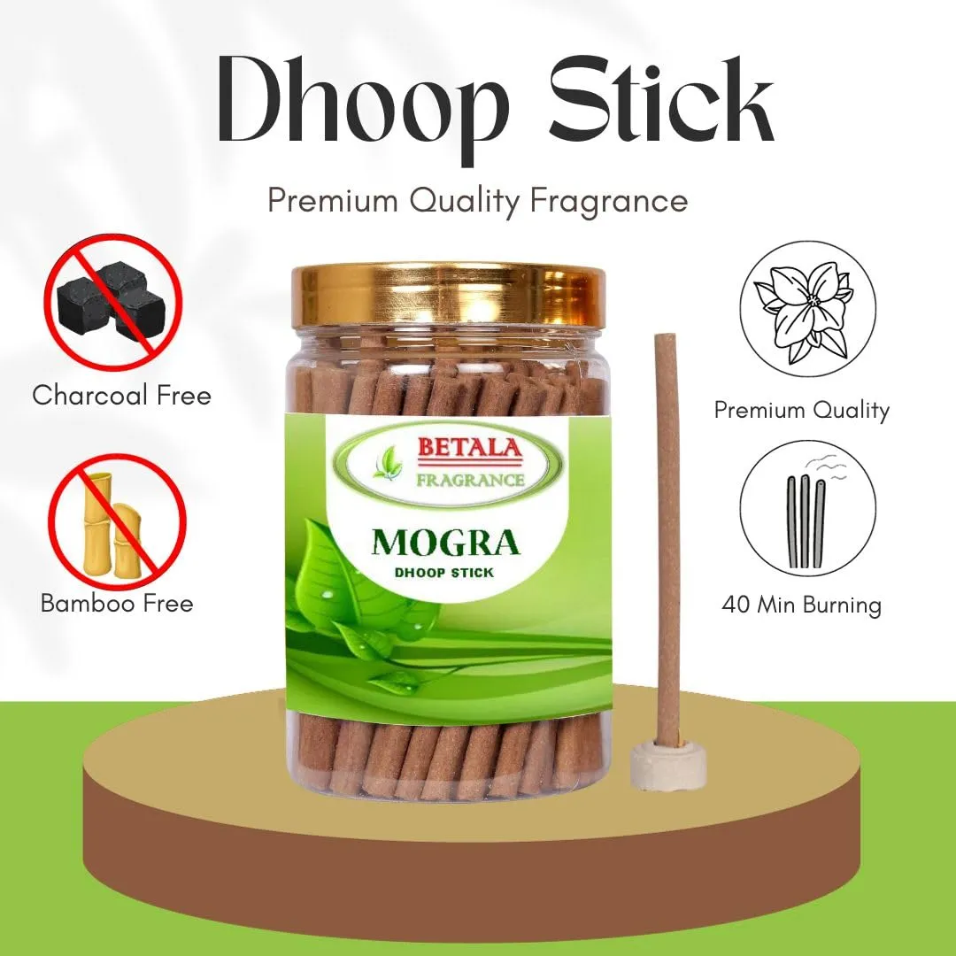 Betala Fragrance 6 in 1 Dhoop Sticks for Pooja, Combo Pack of 100 gm X 6 Flavour stick with Holder Stand (Chandan, Gulab, Mogra, Lavender, Guggal, Saffron)