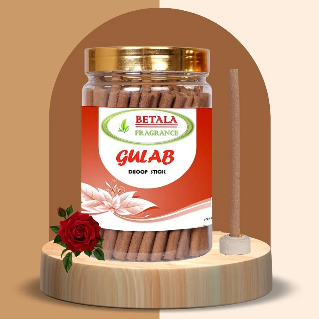 BETALA FRAGRANCE GULAB (Rose) dhoop Sticks for Pooja (200 GM batti) with dhoop Stand Holder in Box (200 Gm)