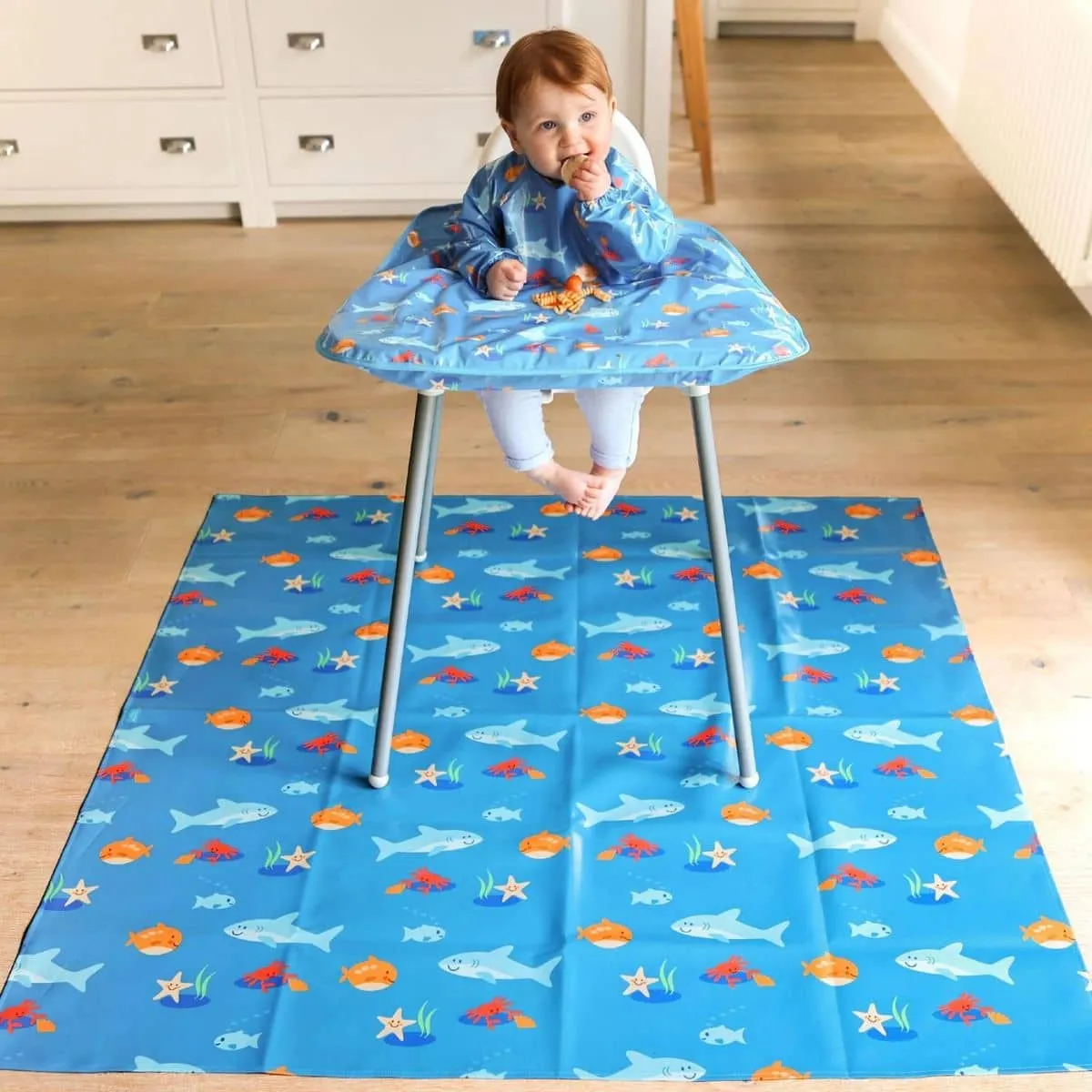 Bibetta Wipeezee XL Splash Mat - Turquoise Sea Creatures