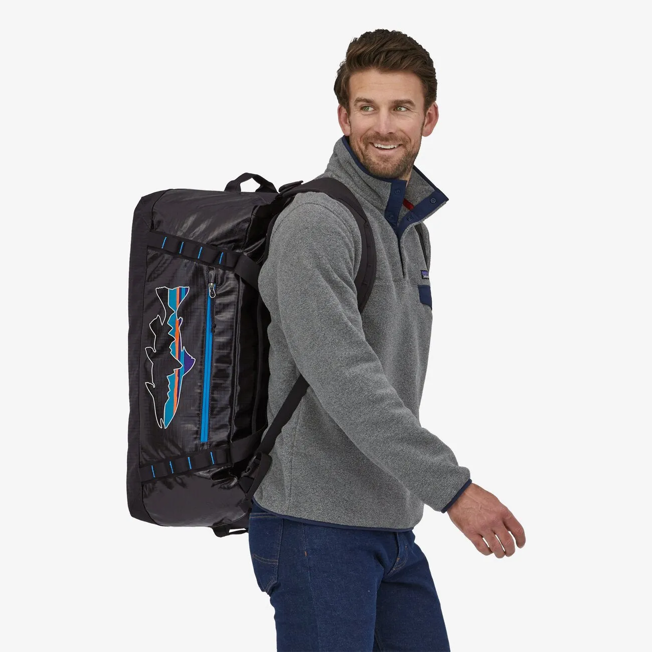 Black Hole Duffel Bag 55L - Black with Fitz Trout