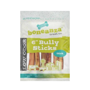 Boneanza Treat Co. Low Odor Thick Bully Sticks 6" 6pk