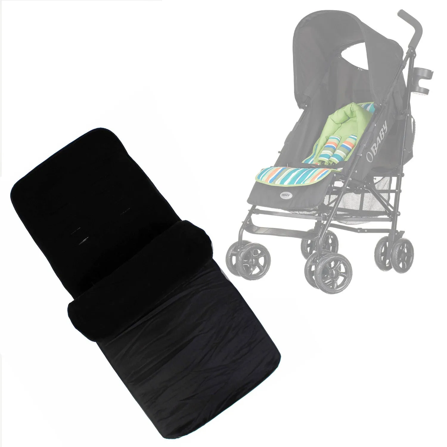 Buddy Jet Foot Muff Black Suitable For OBaby Atlas Lite Travel System (Lime Stripes)