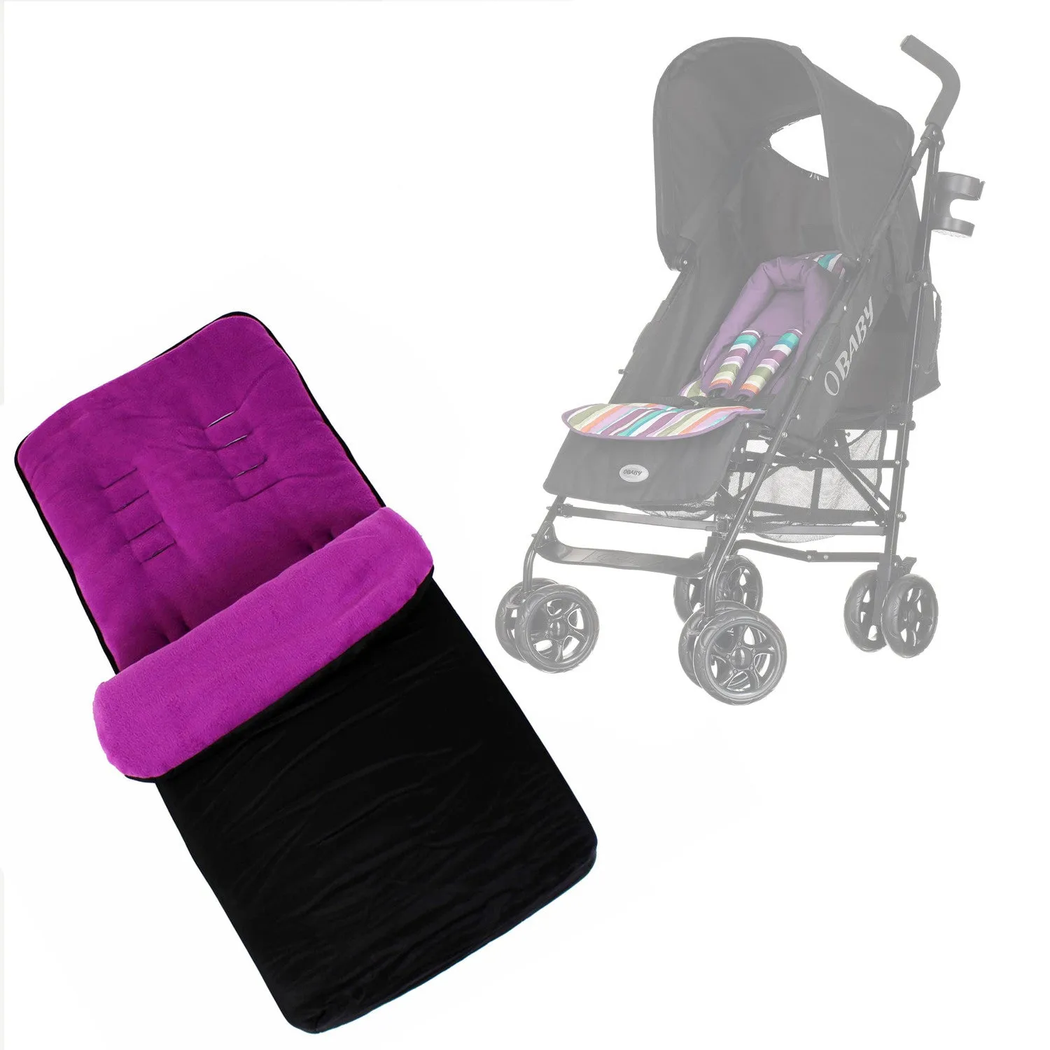 Buddy Jet Foot Muff Plum Suitable For OBaby Atlas Lite Travel System (Purple Stripes)