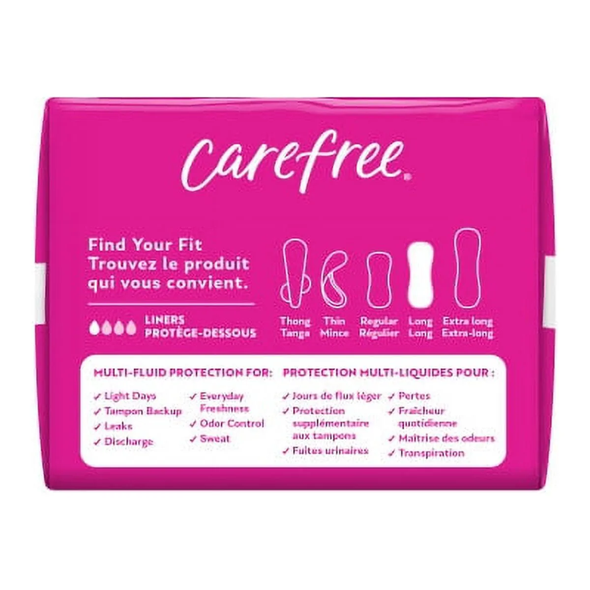 CAREFREE® Panty Liners, Long, Unscented, 8 Hour Odor Control, 42ct