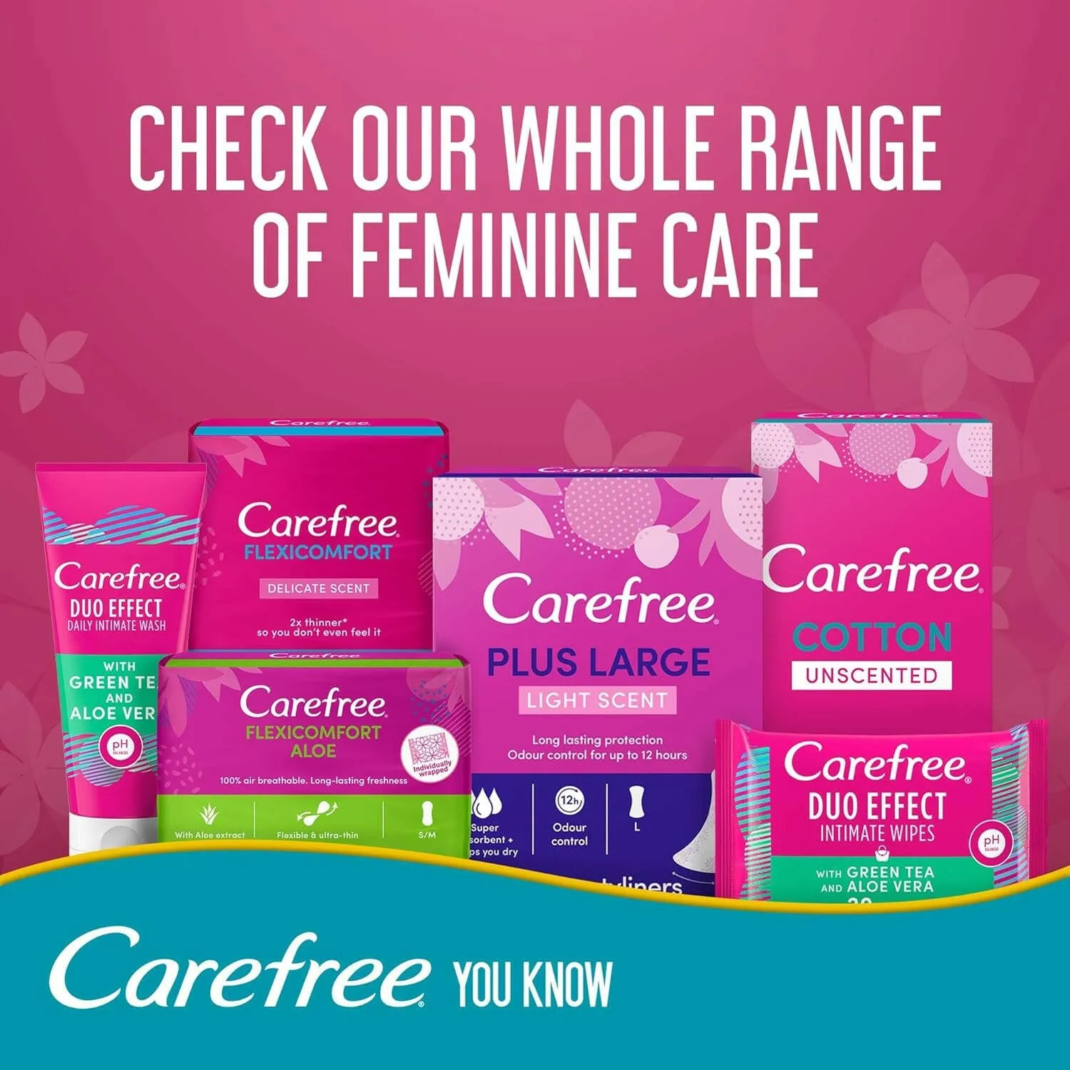 Carefree Panty Liners Plus Large Fresh Scent, 48pcs