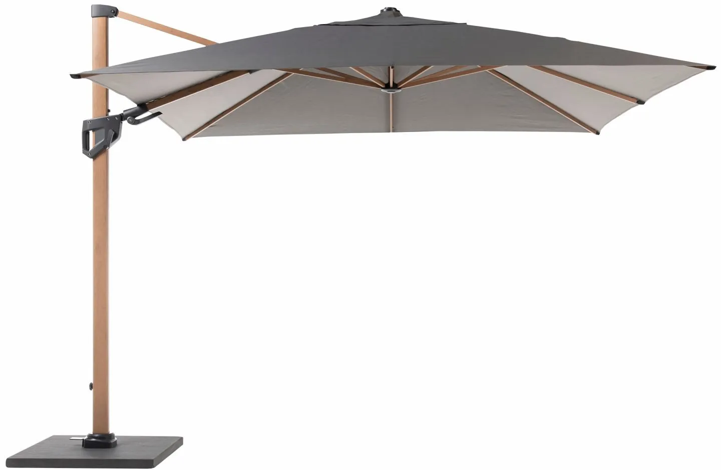 Casualife - 10ft SQ Cantilever Umbrella - Granite Base with wheels & Protective Cover Included