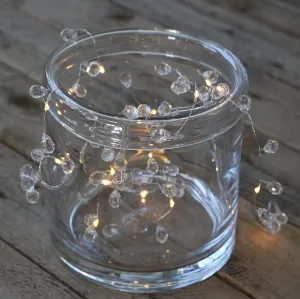 Clear Crystal Drops String Lights - Battery Powered