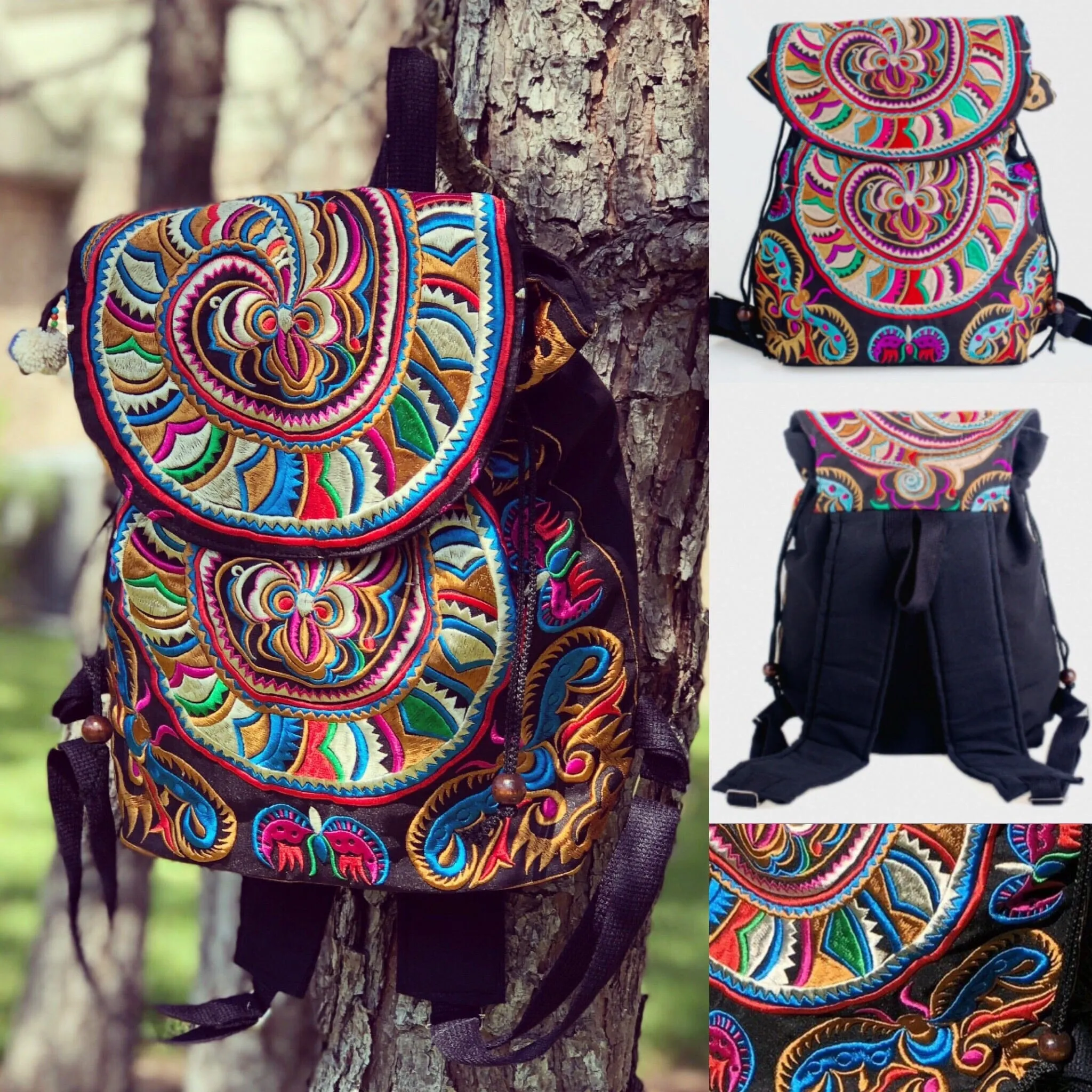 Colorful Bohemian Backpacks - Embroidered Boho Backpack