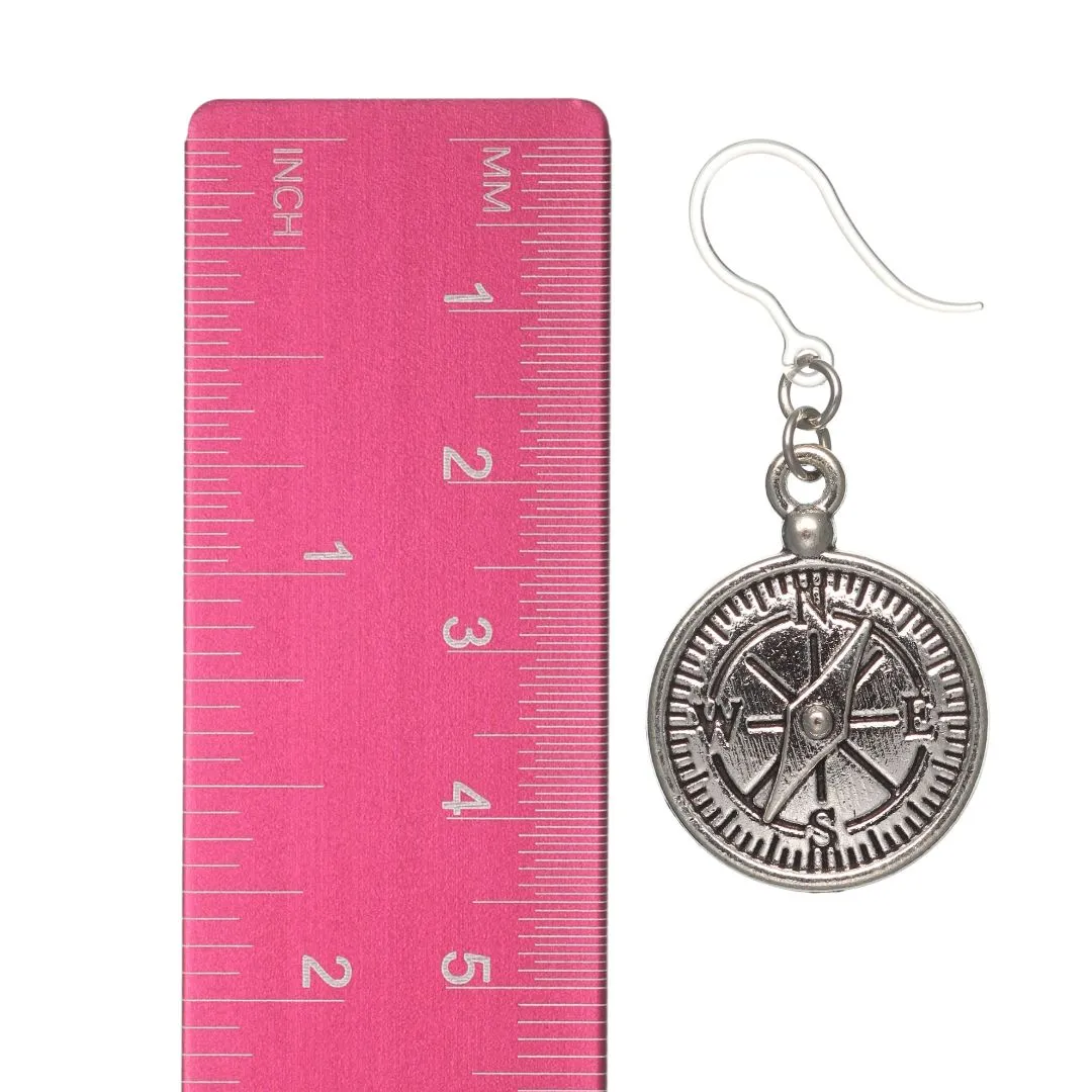 Compass Dangles Hypoallergenic Earrings for Sensitive Ears Made with Plastic Posts