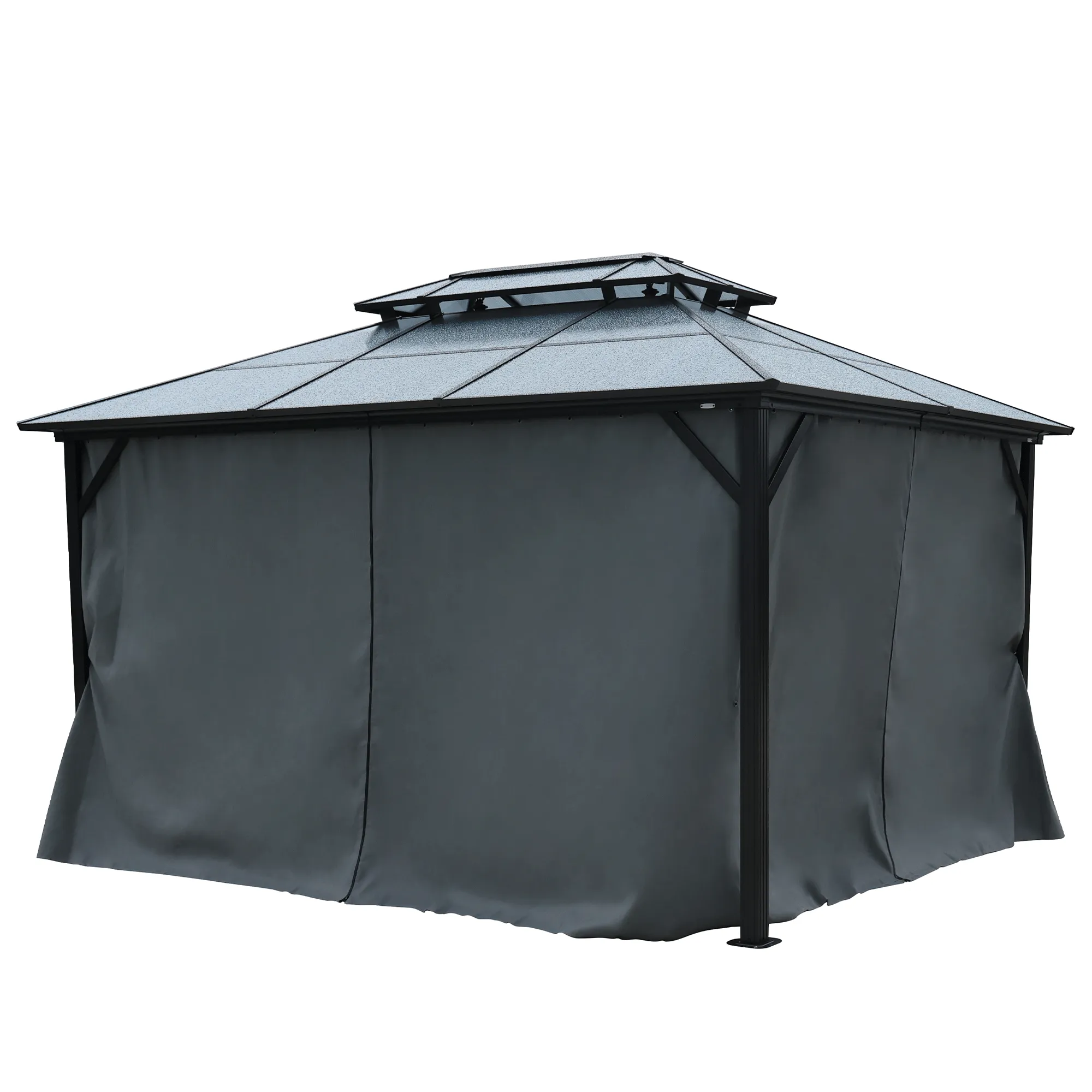 Delta 10X13 ft Patio Gazebo with Netting & Curtains - Black