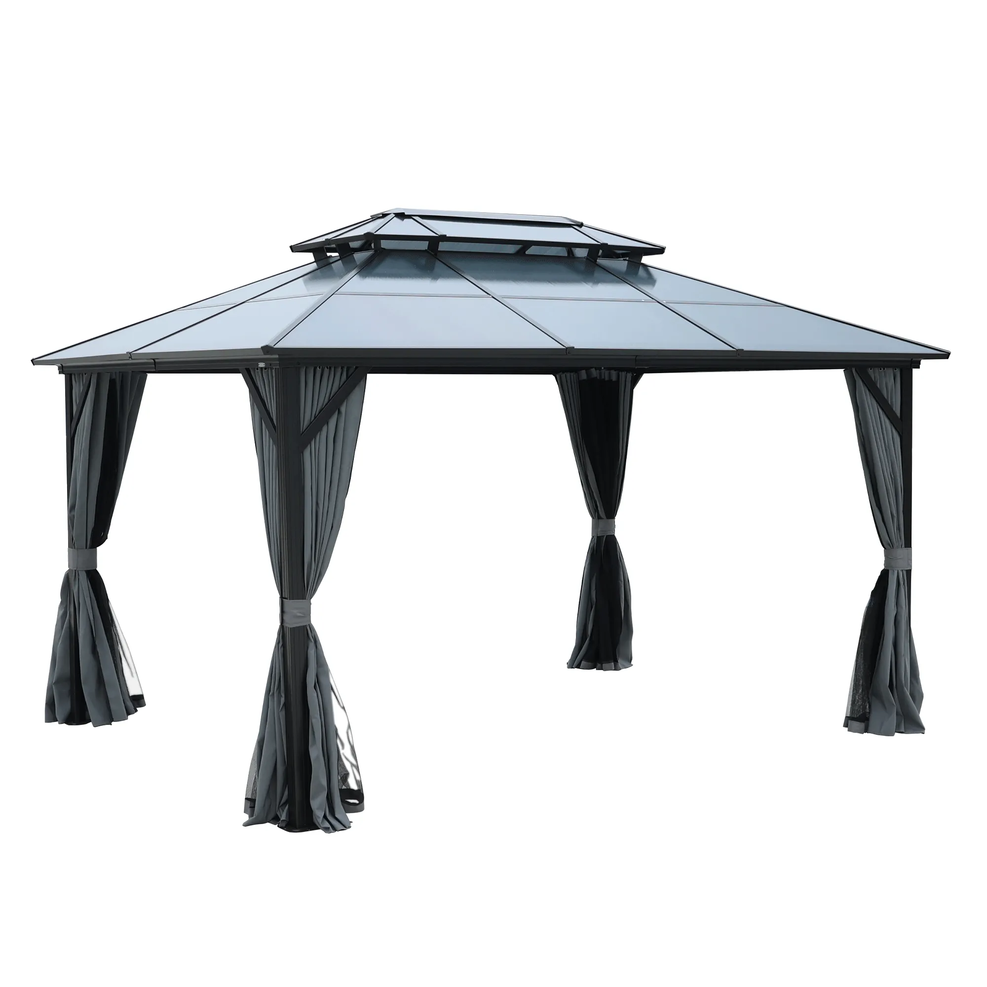 Delta 10X13 ft Patio Gazebo with Netting & Curtains - Black