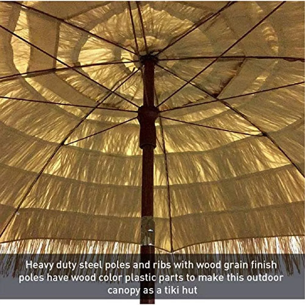 EasyGo - 9.5' Thatch Patio Tiki Umbrella – Tropical Palapa Raffia Tiki Hut Hawaiian Hula Beach Umbrella