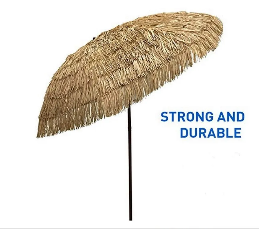 EasyGo - 9.5' Thatch Patio Tiki Umbrella – Tropical Palapa Raffia Tiki Hut Hawaiian Hula Beach Umbrella