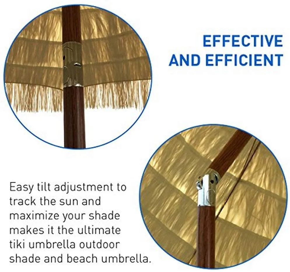 EasyGo - 9.5' Thatch Patio Tiki Umbrella – Tropical Palapa Raffia Tiki Hut Hawaiian Hula Beach Umbrella