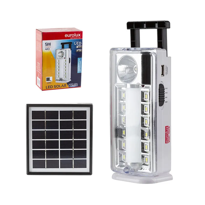 Eurolux FS297W 5W Rechargeable LED Lamp with Solar Panel