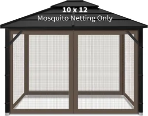 Gazebo Replacement Mosquito Netting Outdoor Universal Gazebo Canopy 4-Panels Screen Sidewalls with Zipper for Patio Garden Yard Backyard (Mosquito Net Only) (10X12, Coffee)