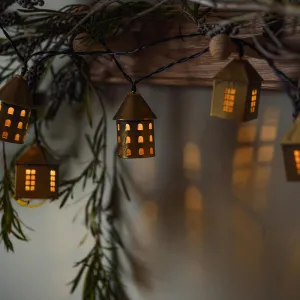 Gold Winter Village LED Fairy Lights - Battery