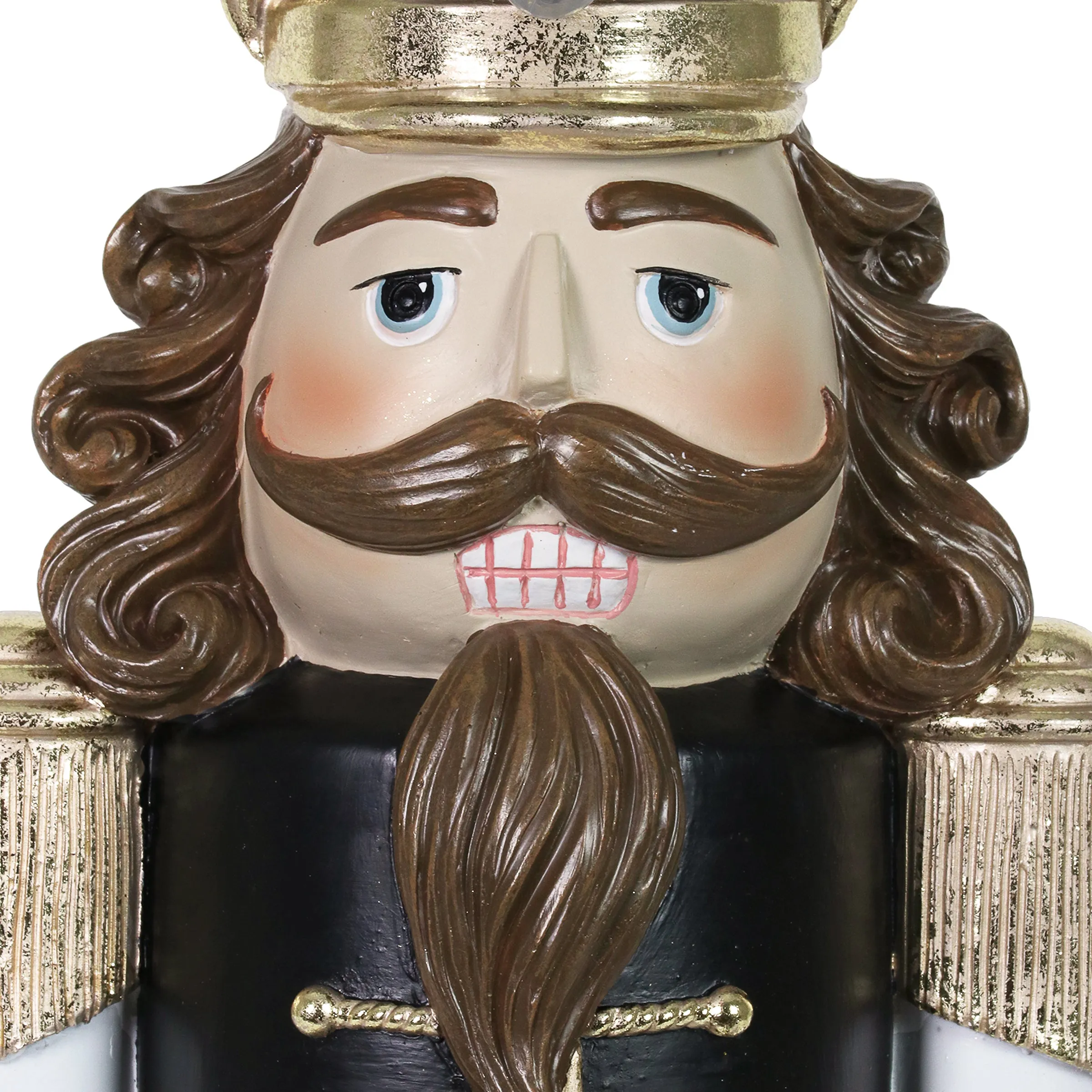 Hand Painted Black and Gold Nutcracker Soldier with LED Uniform on a Battery Powered Automatic Timer, 23 Inch