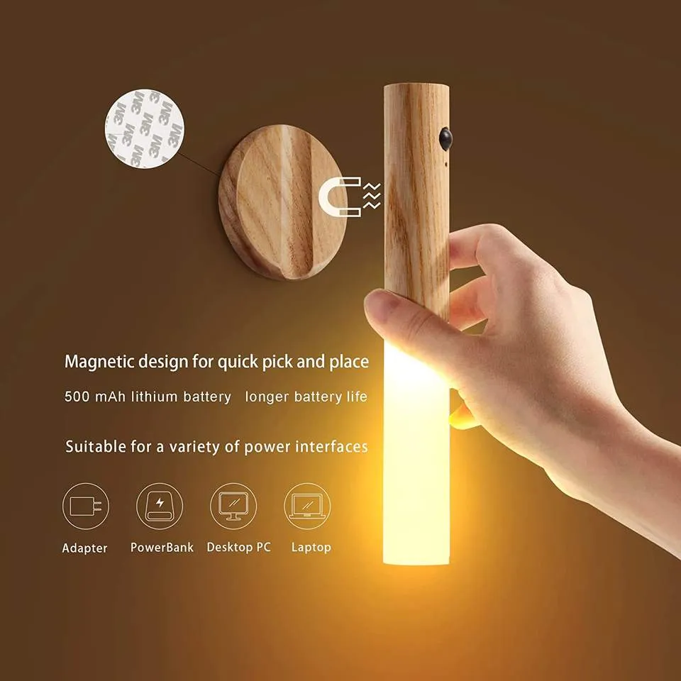 HIVAGI® Portable Motion Sensor Night Light | Rechargeable & Magnetic | Versatile Lighting for Home, Bedroom, Bathroom.