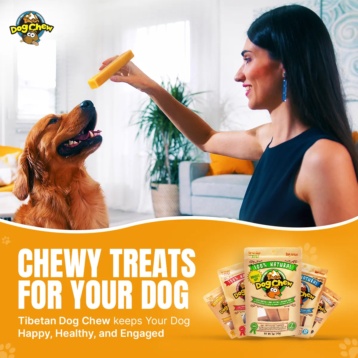 Long Lasting Medium Yak Cheese Chews for Dogs - 4 sticks