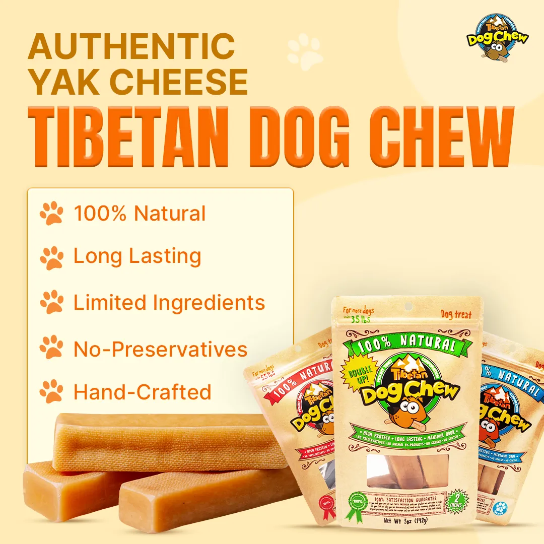 Long Lasting Medium Yak Cheese Chews for Dogs - 4 sticks