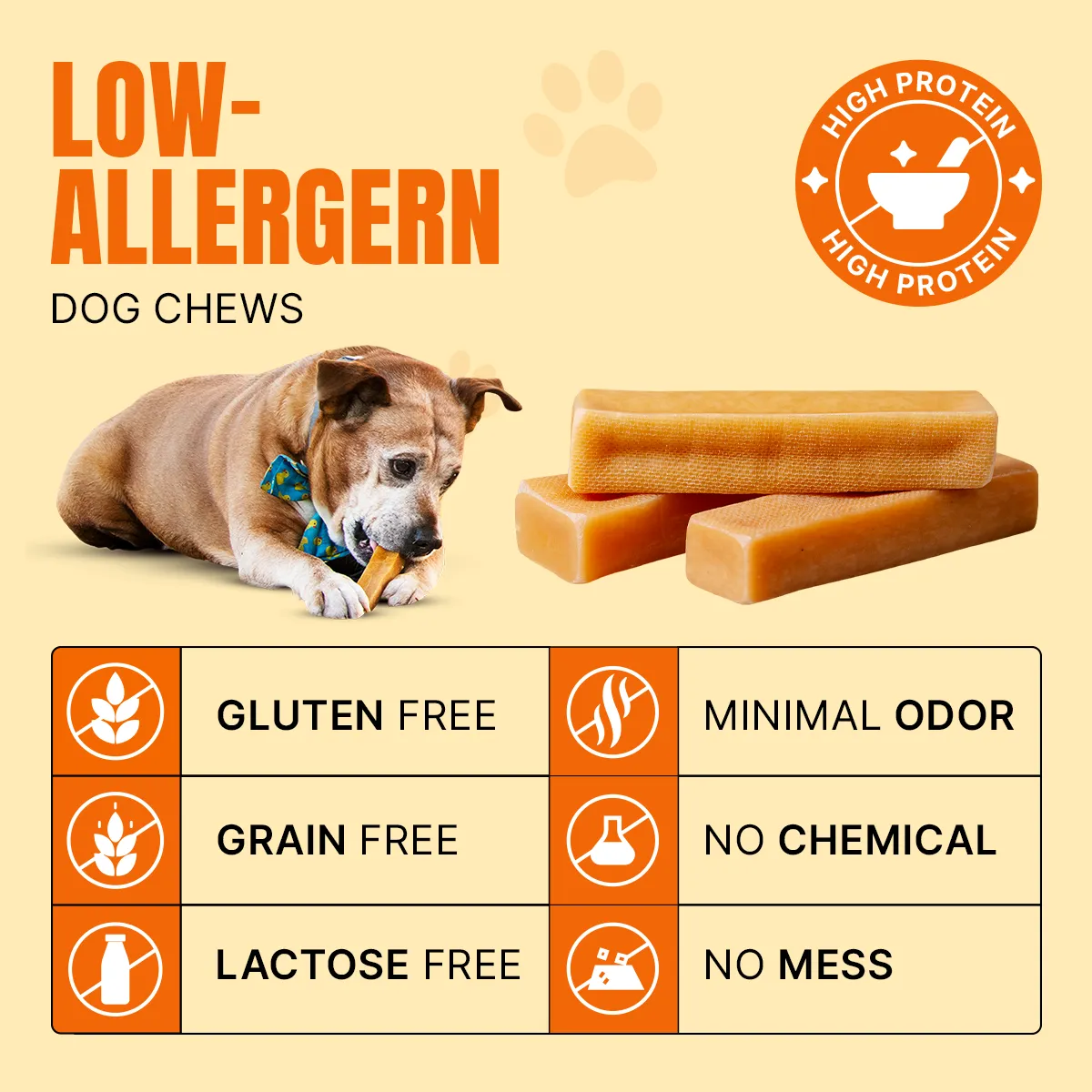 Long Lasting Medium Yak Cheese Chews for Dogs - 4 sticks